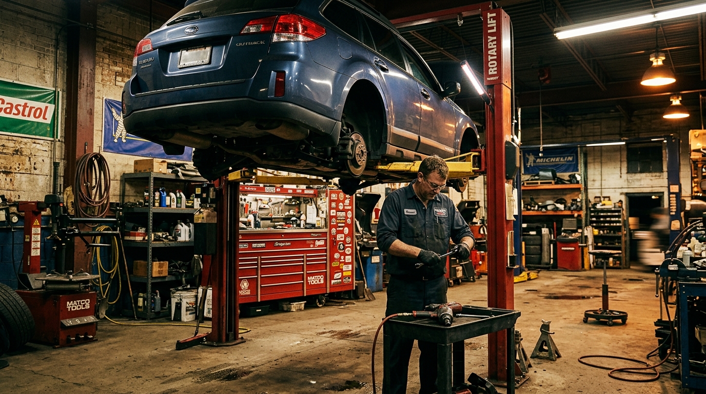 Automotive repair shop lift bay